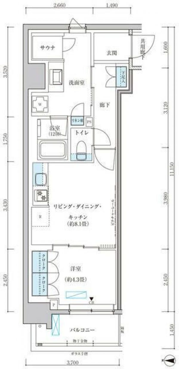 10階 1LDK 間取り図
