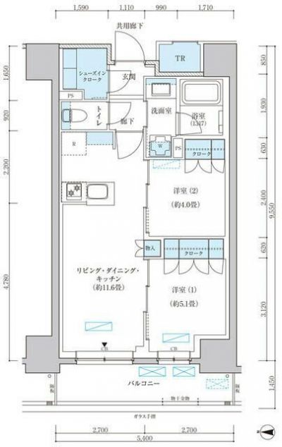 9階 2LDK 間取り図