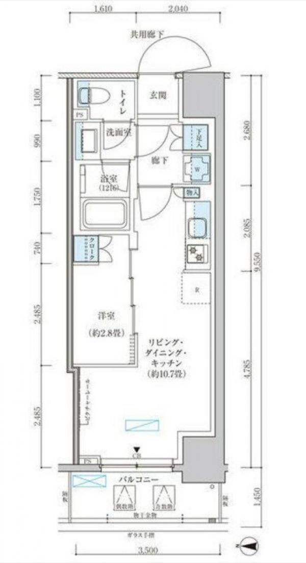 12階 1LDK 間取り図