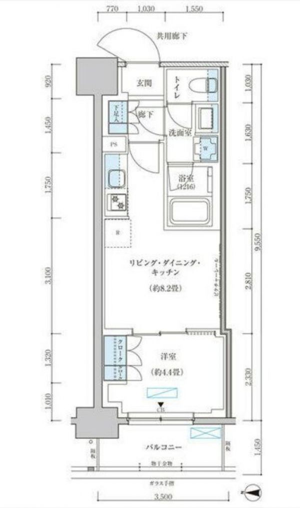 12階 1LDK 間取り図