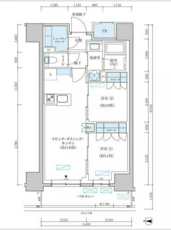 12階 2LDK 間取り図