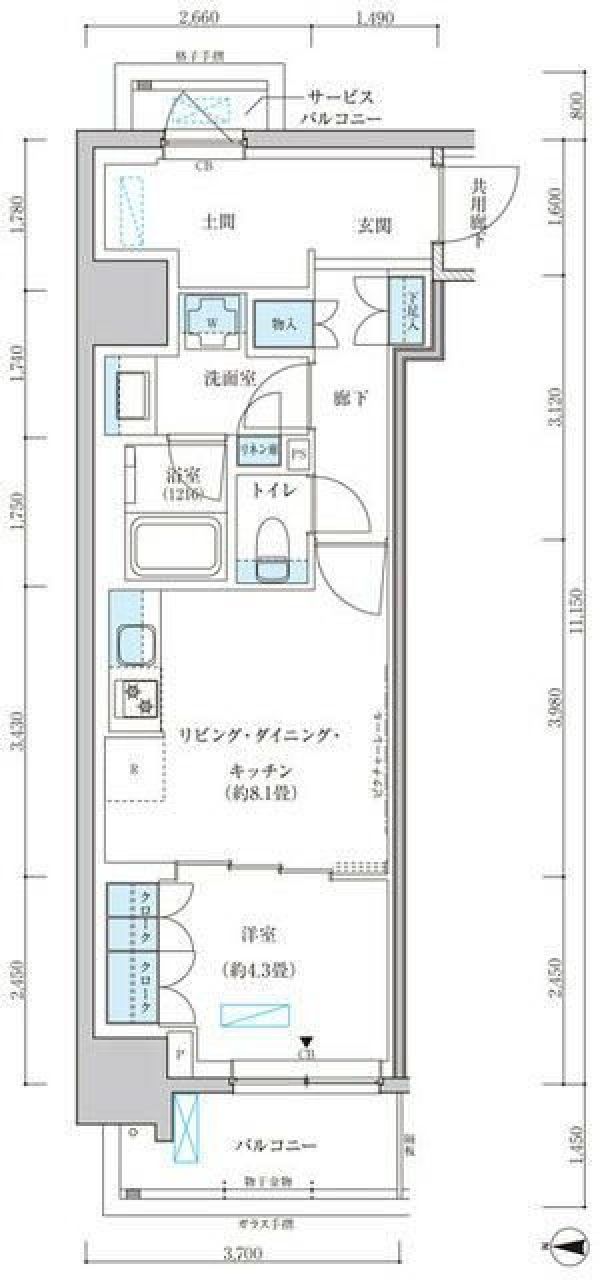 5階 1LDK 間取り図