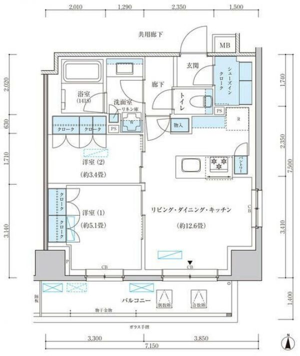 4階 2LDK 間取り図