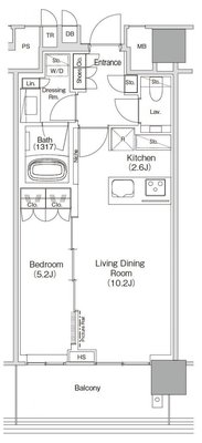 10階 1A・1A' 44.37㎡の間取図