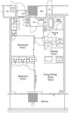 8階 2A・2A' 57.31㎡の間取図