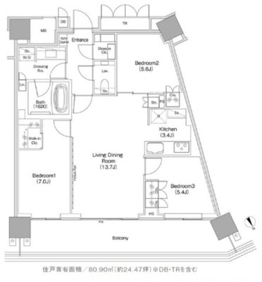 9階 3F 80.90㎡の間取図