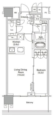 14階 1A・1A' 44.37㎡の間取図